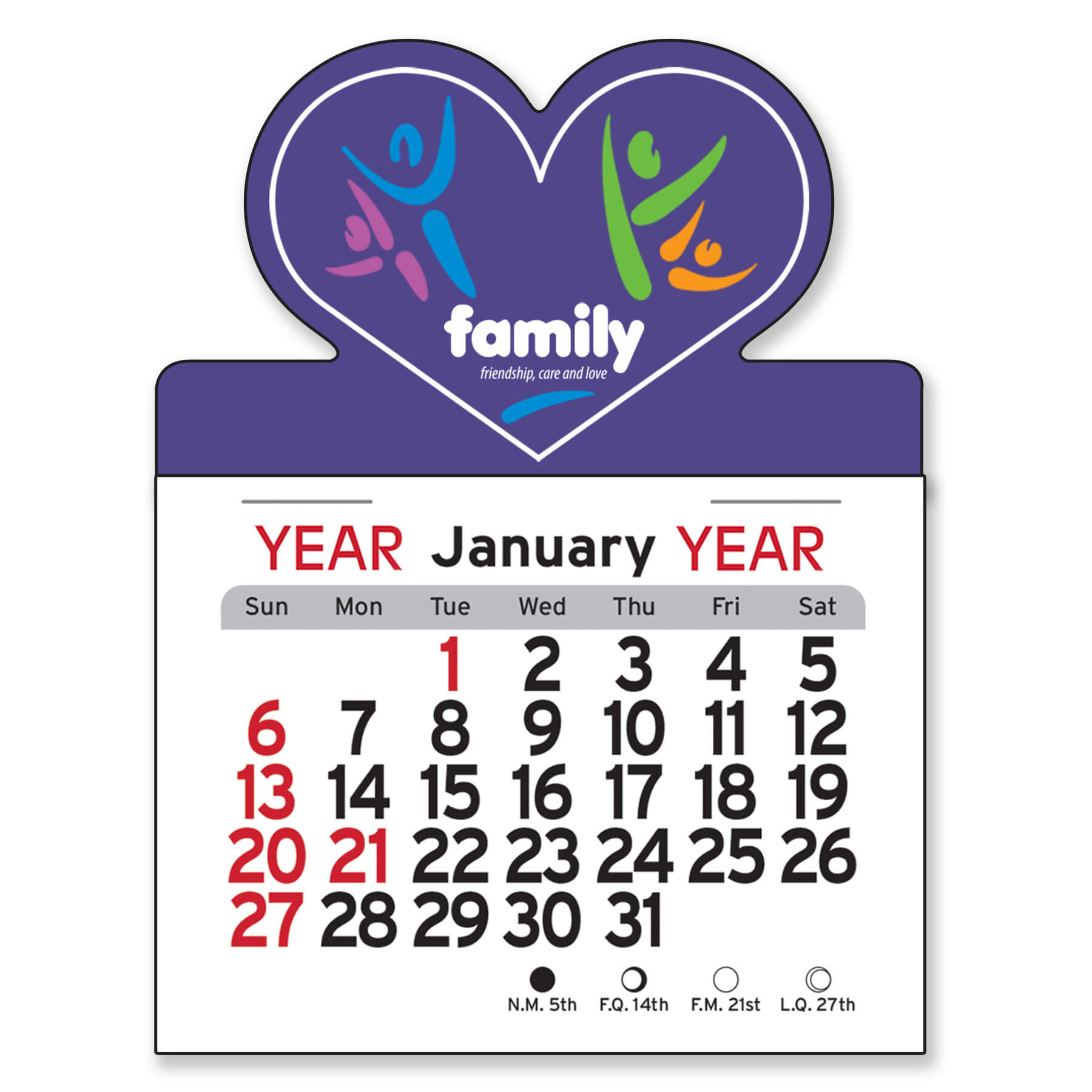 1034            - Adhesive Peel-N-Stick® Calendar - Heart                               